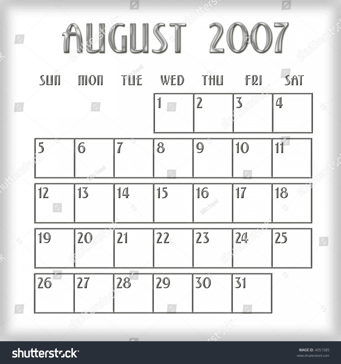 d August  Agenda Calendar Stock Illustration