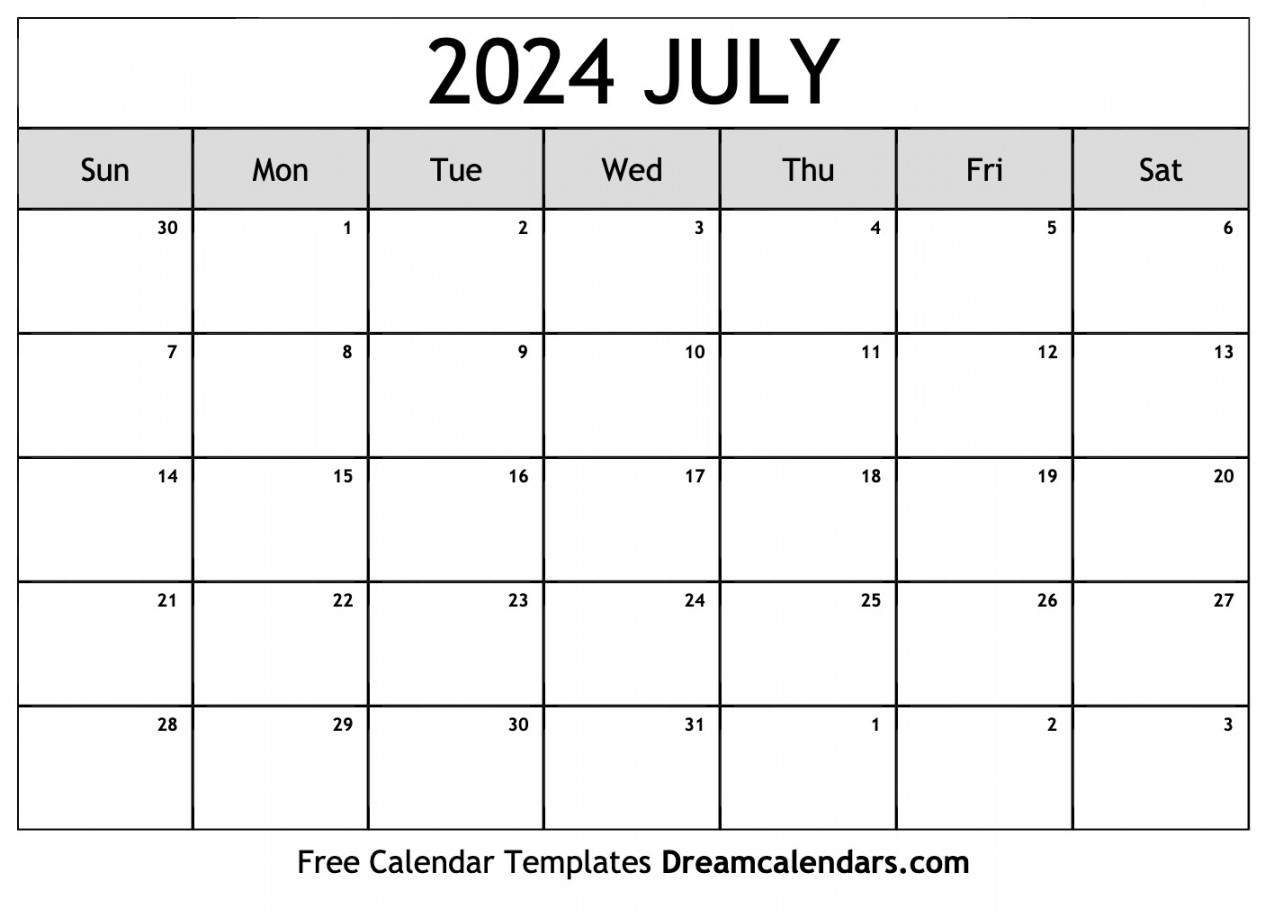 July  calendar  Free blank printable with holidays