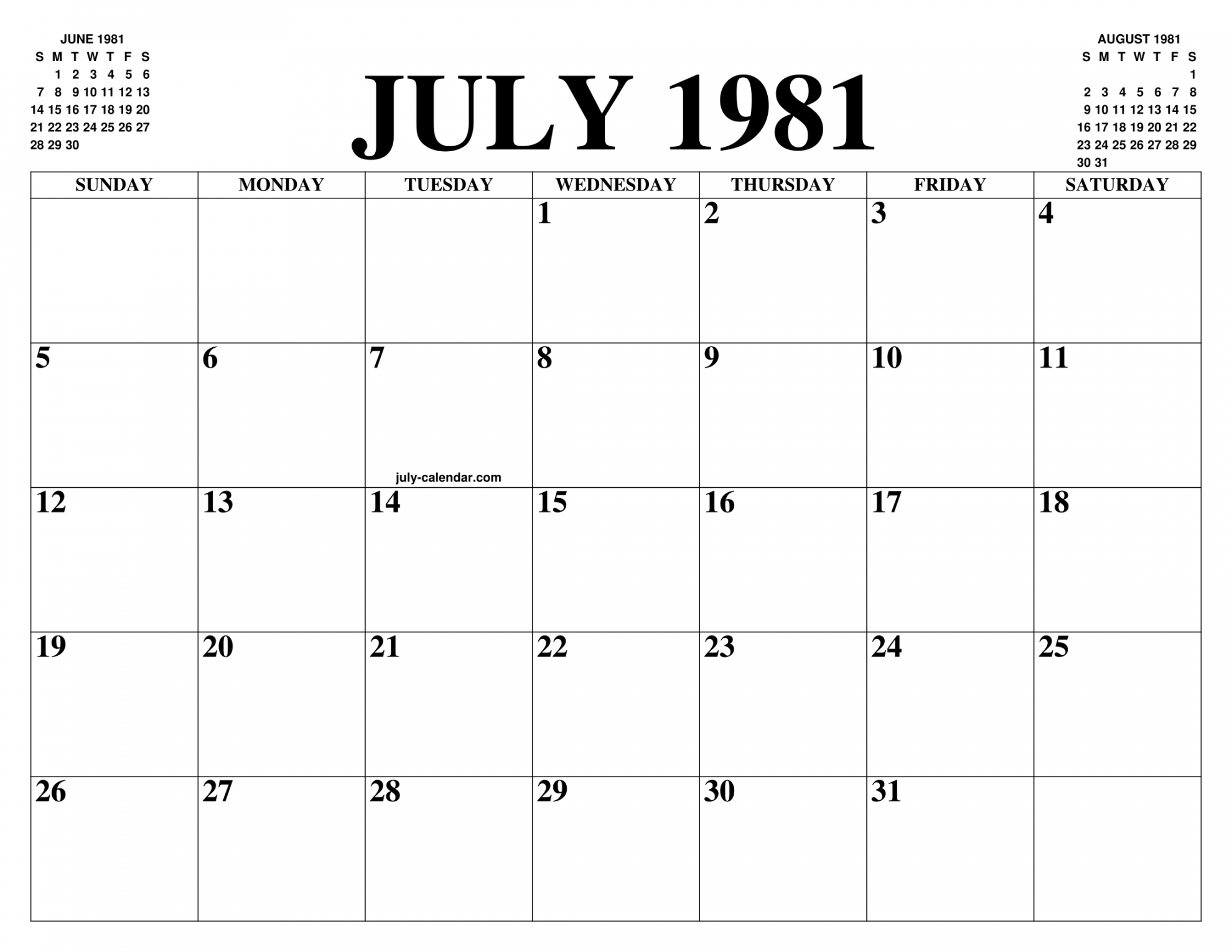 JULY  CALENDAR OF THE MONTH: FREE PRINTABLE JULY CALENDAR OF