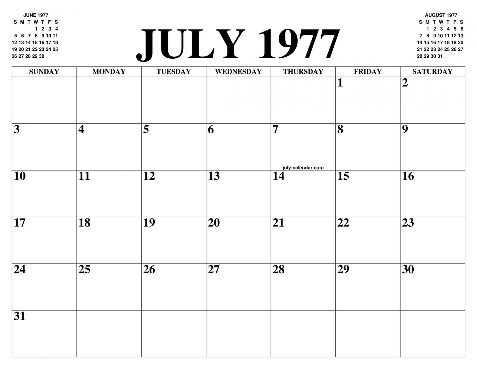 JULY  CALENDAR OF THE MONTH: FREE PRINTABLE JULY CALENDAR OF