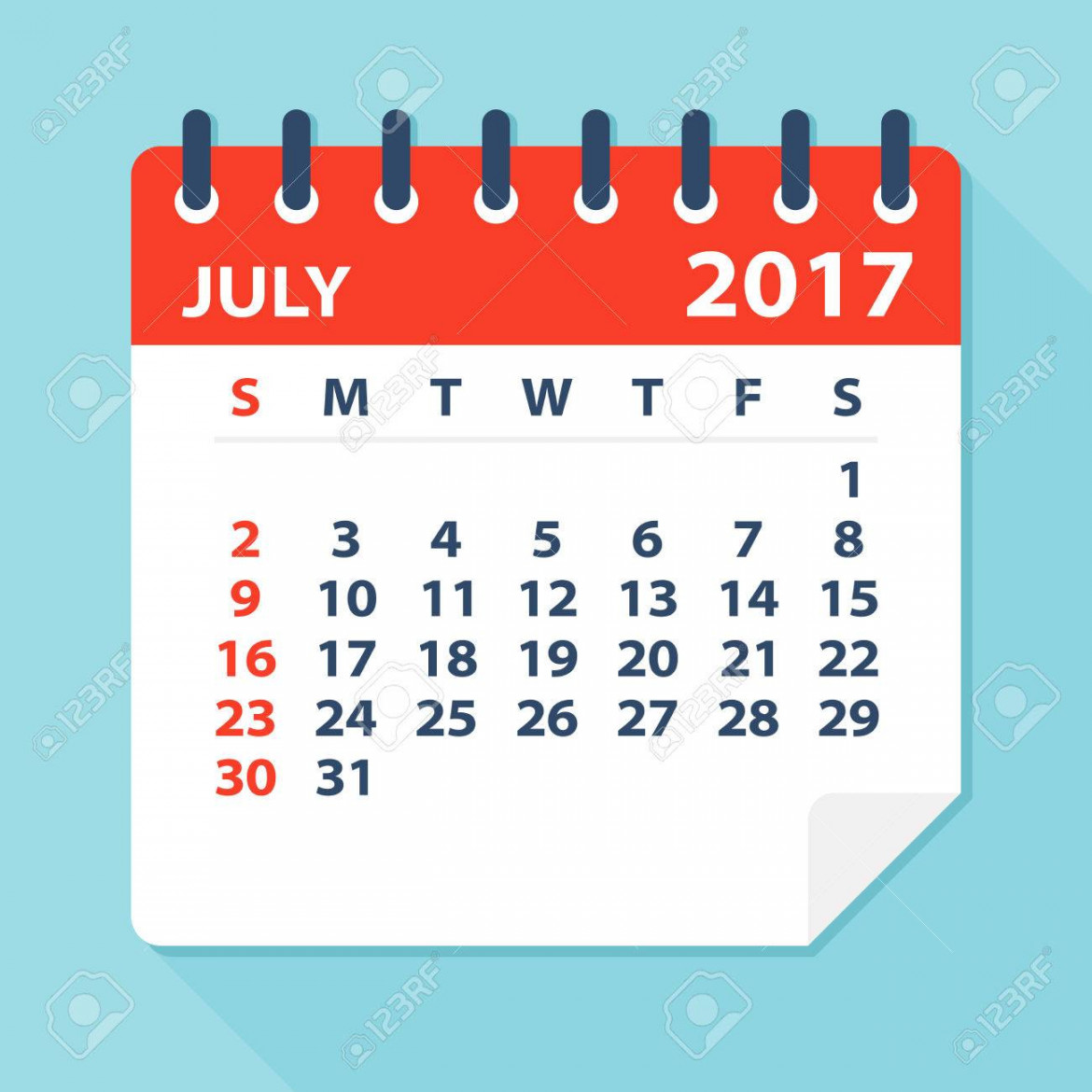 July  Calendar Royalty Free SVG, Cliparts, Vectors, and Stock