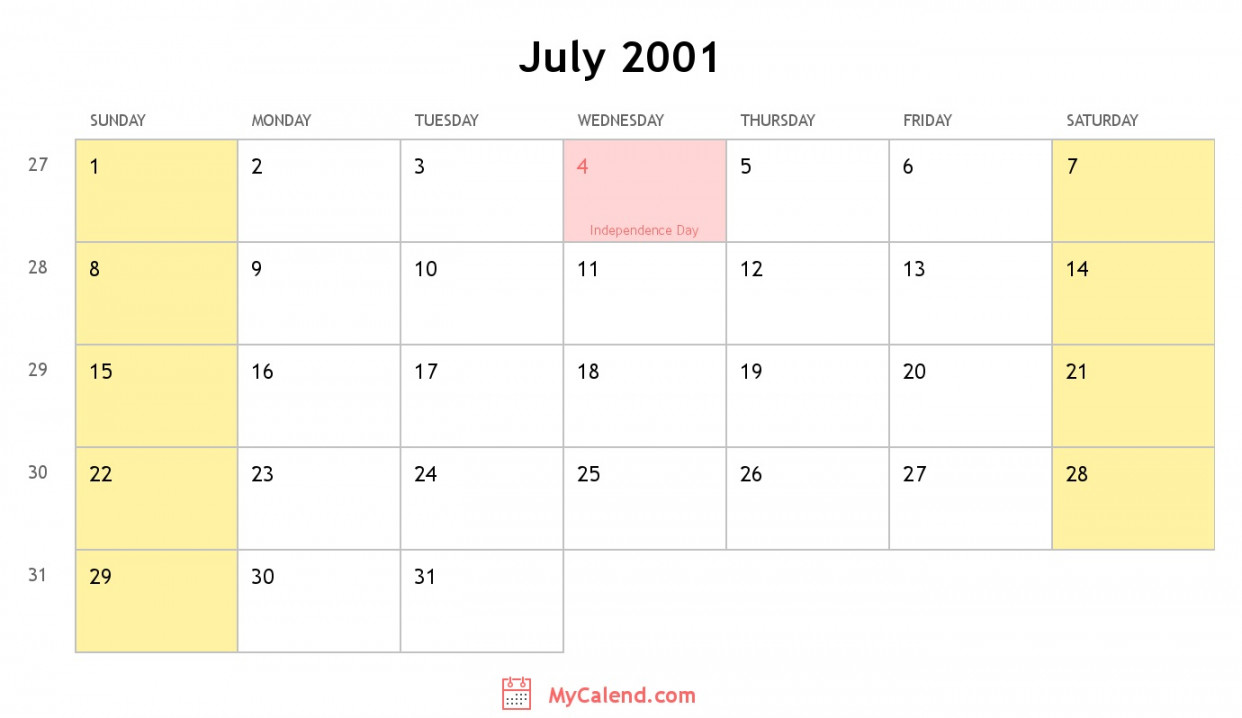 July  calendar with holidays - monthly printable calendar