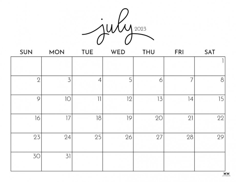 July  Calendars -  FREE Printables  Printabulls