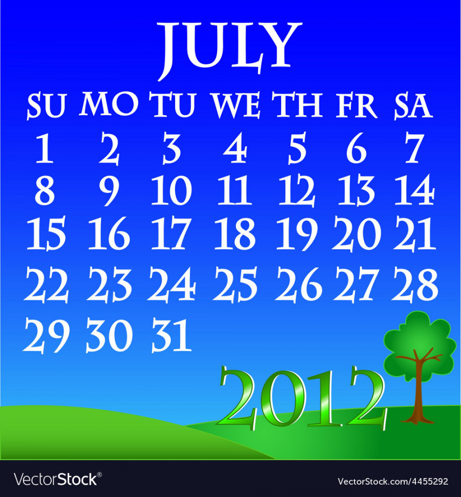 July  landscape calendar Royalty Free Vector Image
