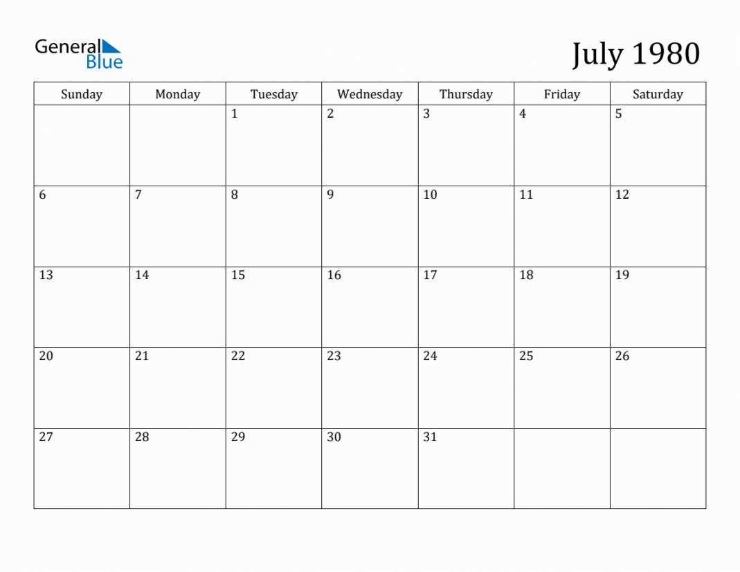 July  Monthly Calendar