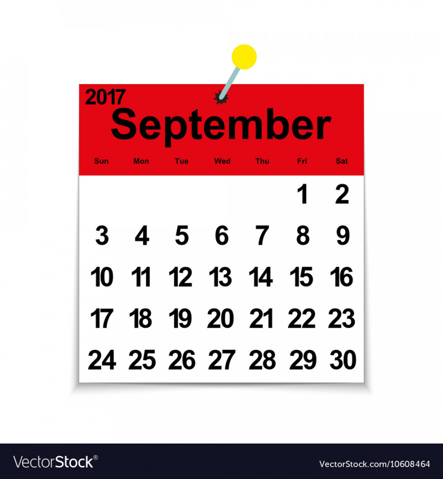Leaf calendar  with the month of september Vector Image