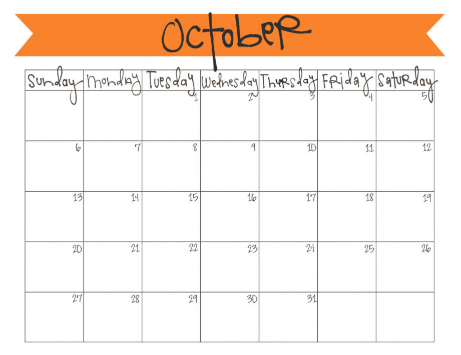 October  Calendar - Free Printable  Live Craft Eat