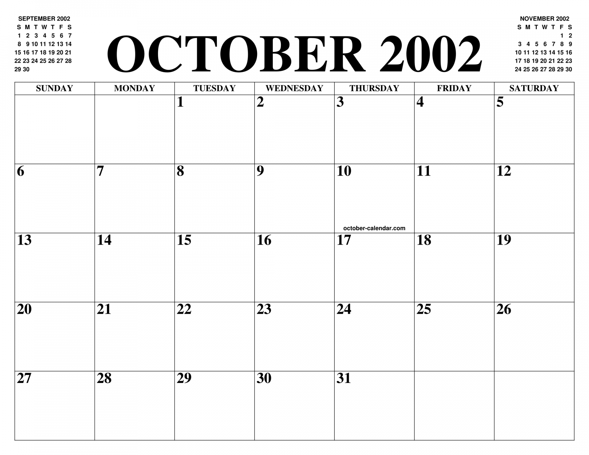 OCTOBER  CALENDAR OF THE MONTH: FREE PRINTABLE OCTOBER