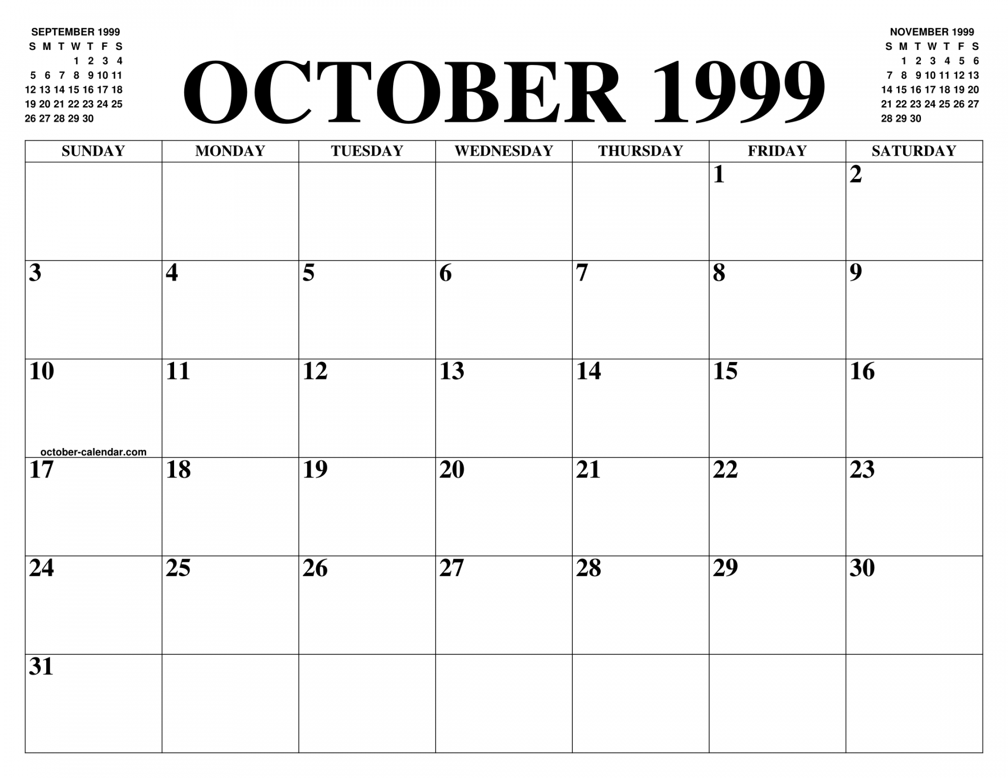 OCTOBER  CALENDAR OF THE MONTH: FREE PRINTABLE OCTOBER