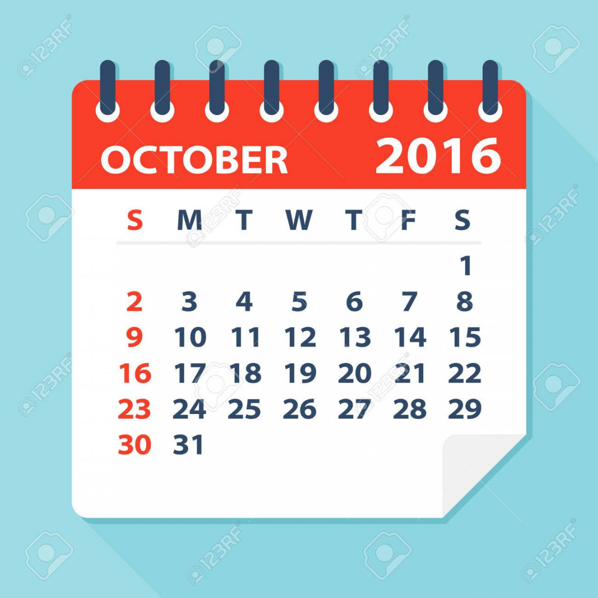 October  Calendar Royalty Free SVG, Cliparts, Vectors, and