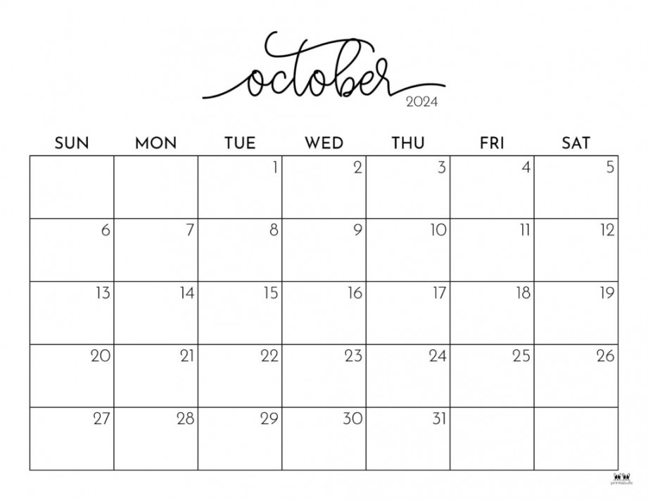 October  Calendars -  FREE Printables  Printabulls