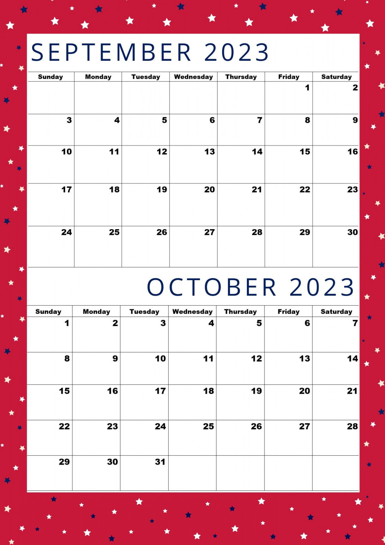 September  Calendar,october  Calendar,a Size,two Month