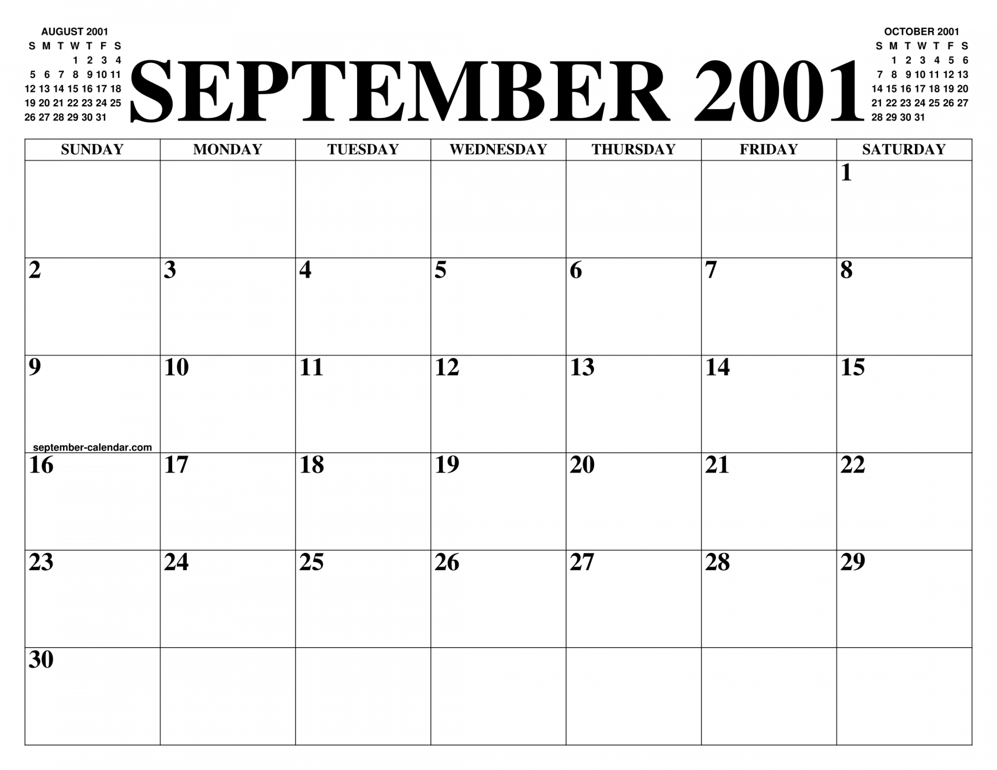 SEPTEMBER  CALENDAR OF THE MONTH: FREE PRINTABLE SEPTEMBER