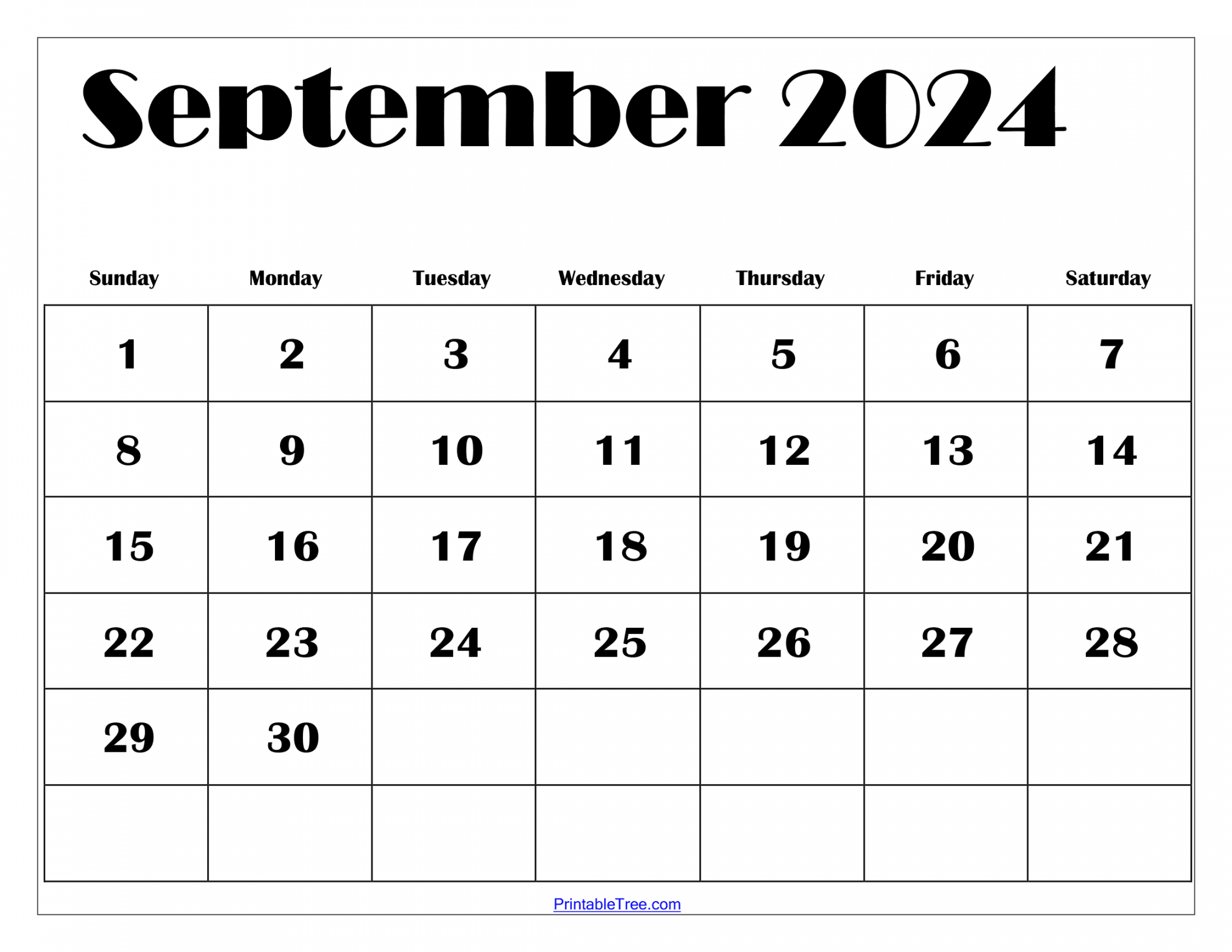 September  Calendar Printable PDF with Holidays