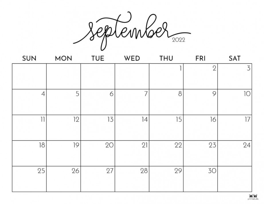 September  Calendars -  FREE Printables  Printabulls