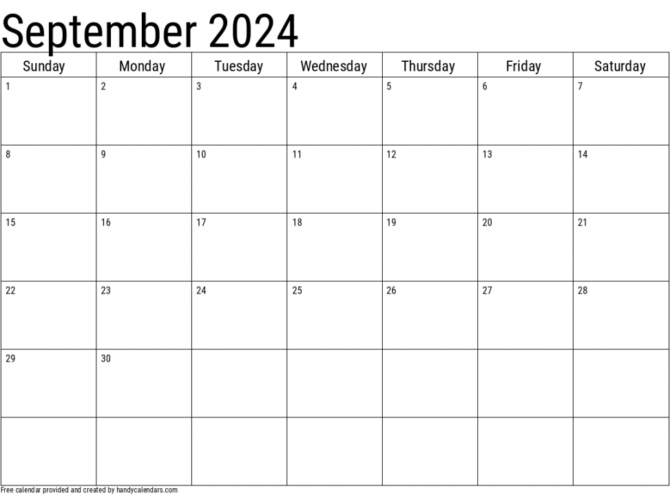 September Calendars - Handy Calendars
