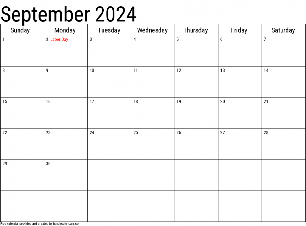 September Calendars - Handy Calendars