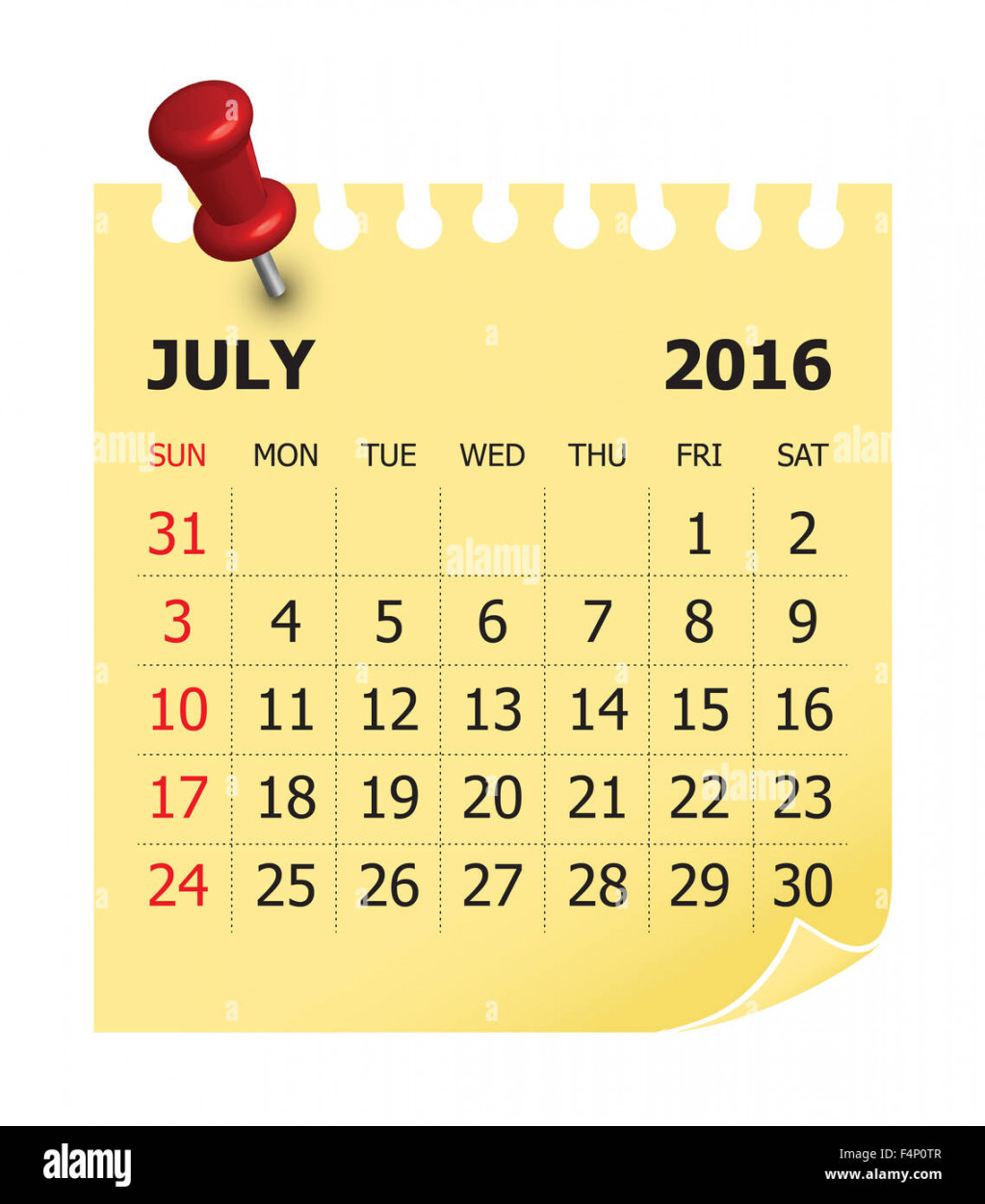Simple calendar for July  Stock Photo - Alamy