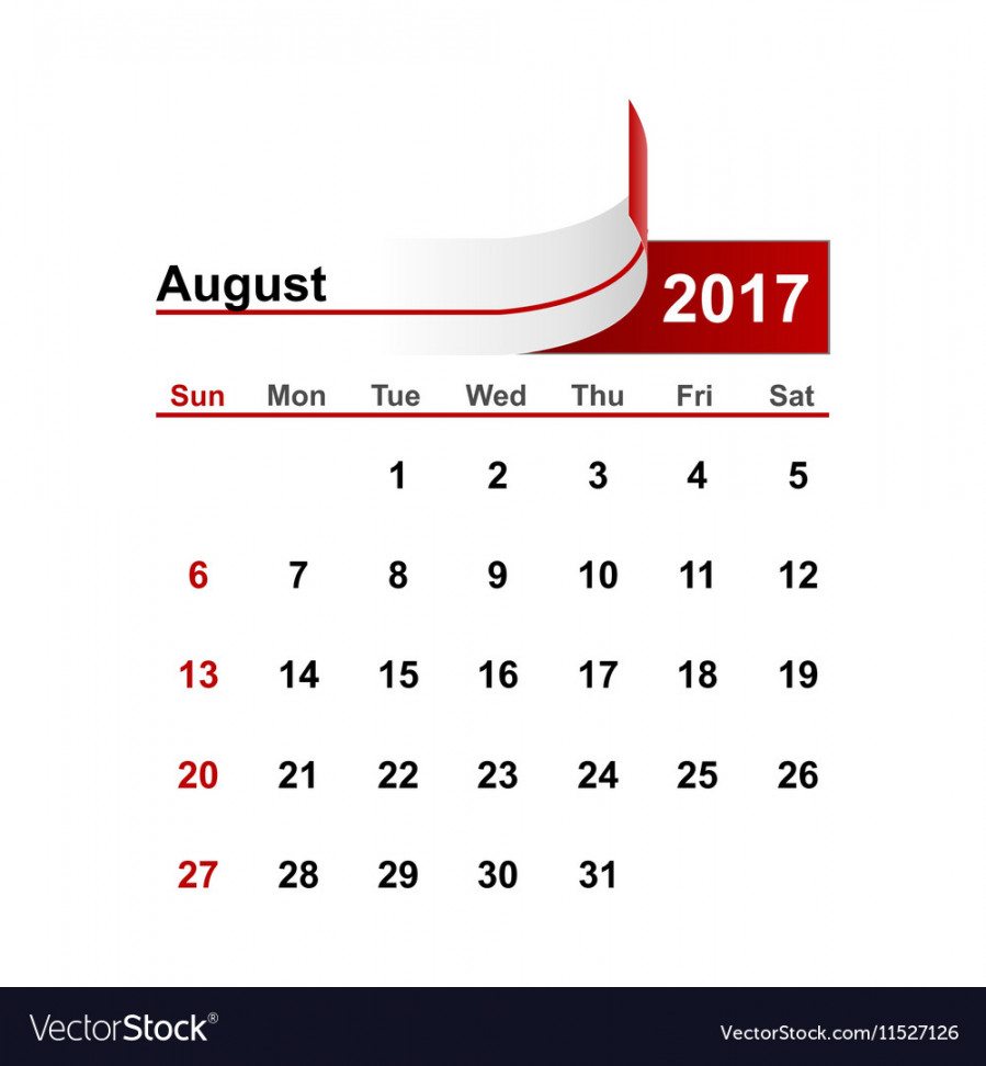 Simple calendar  year august month Royalty Free Vector