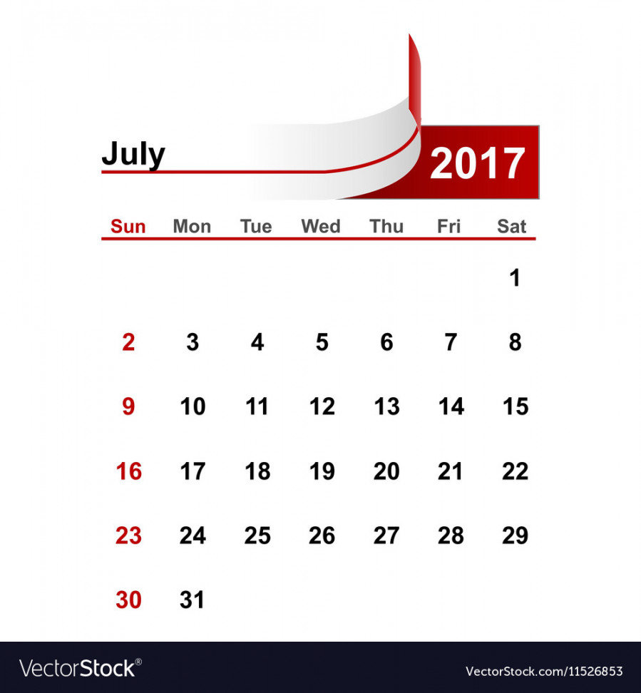 Simple calendar  year july month Royalty Free Vector