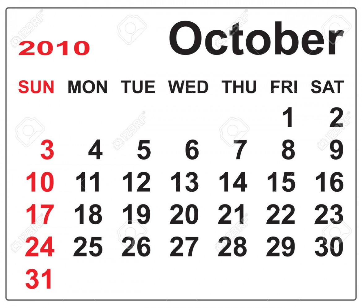 Template For Calendar Of October