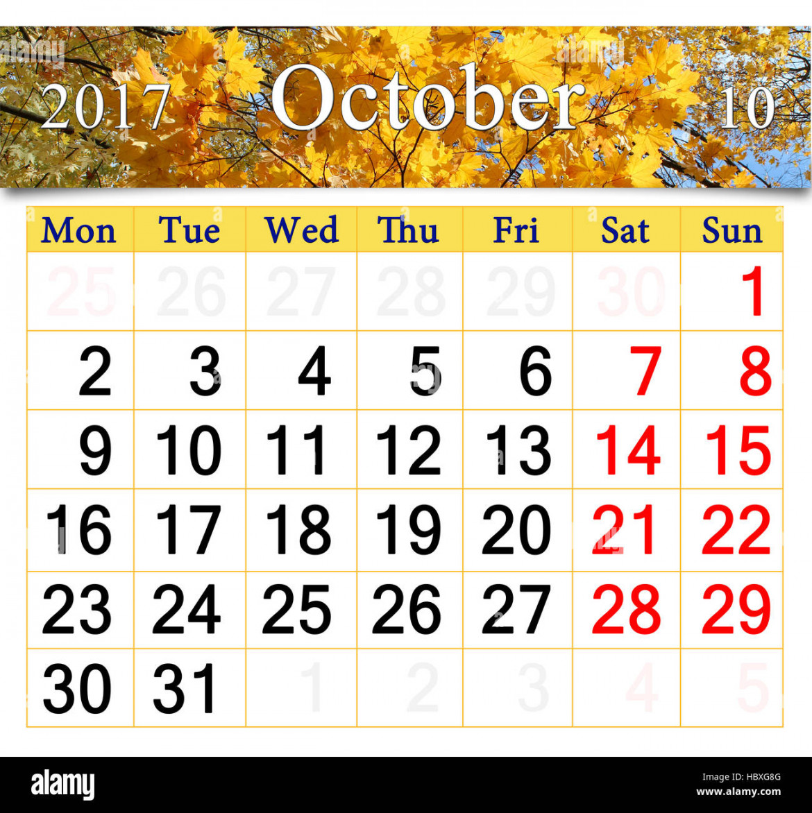 calendar october hi-res stock photography and images - Alamy