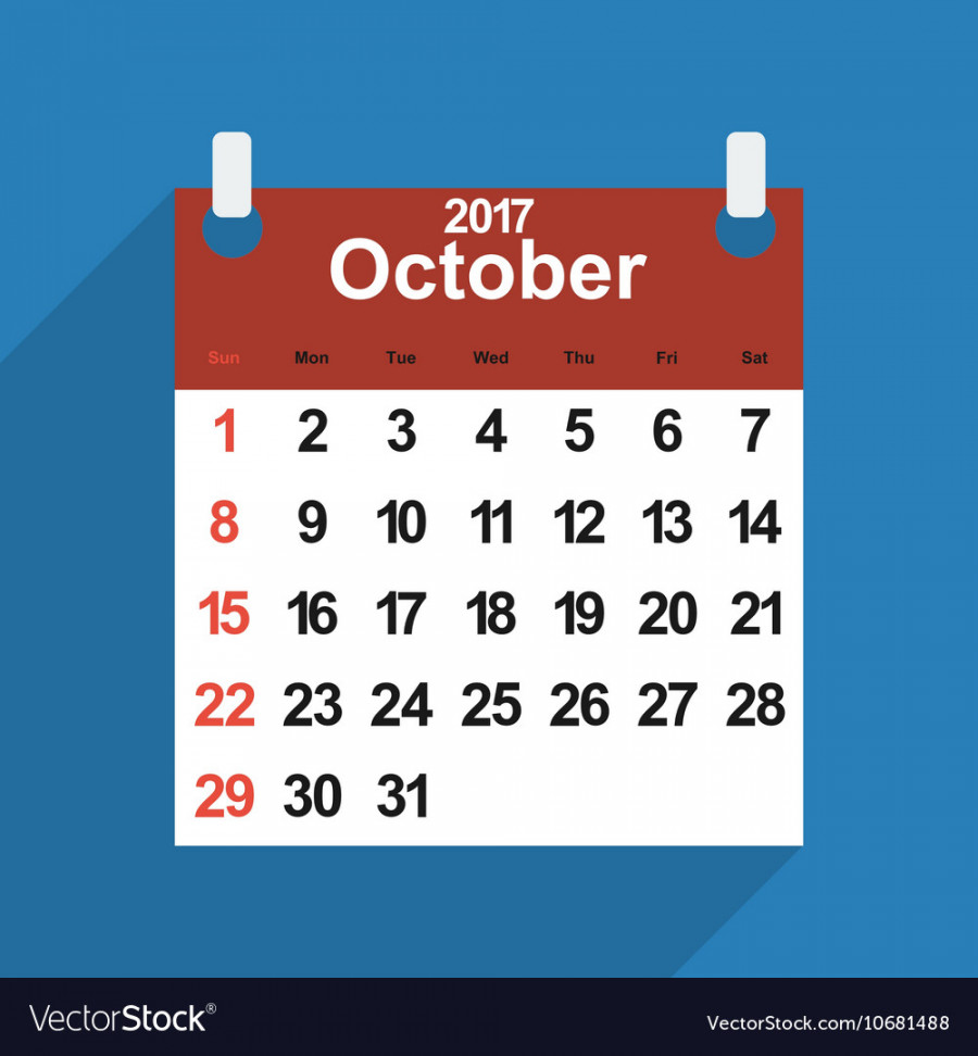 Leaf calendar  with the month of october days Vector Image