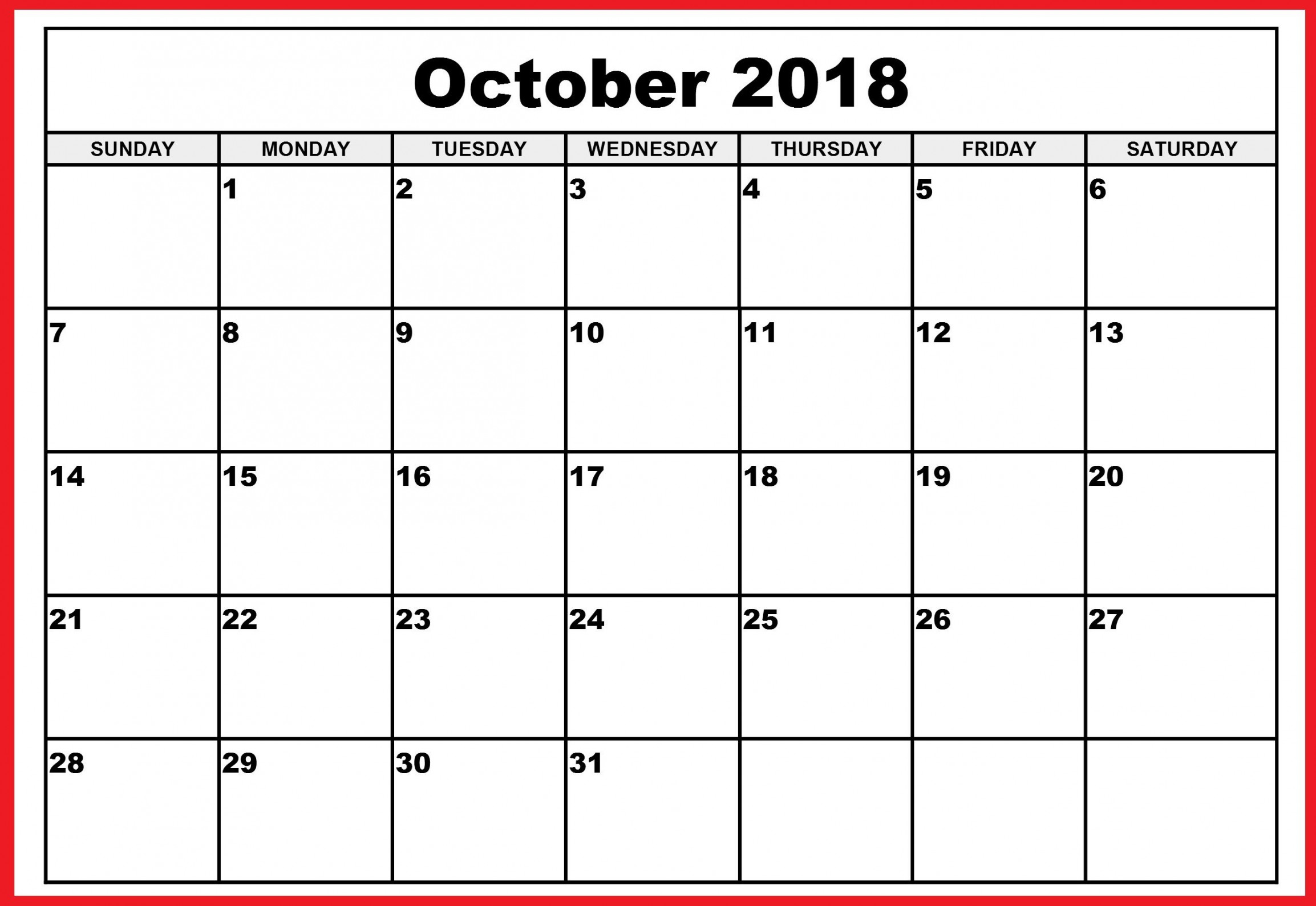 October Work Calendar  Calendar template, Free calendar