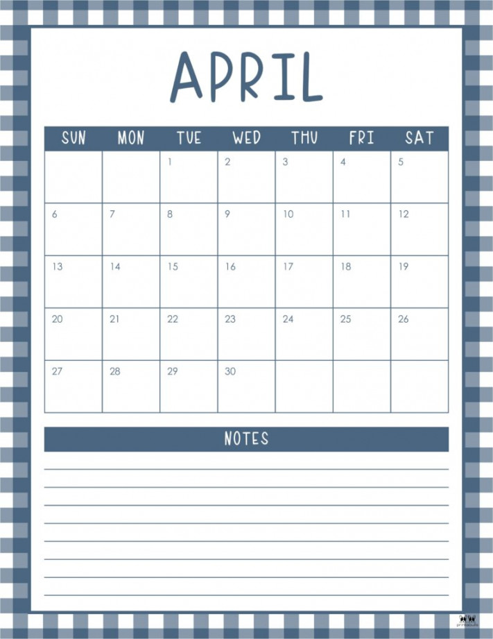 April  Calendars -  FREE Printables  Printabulls