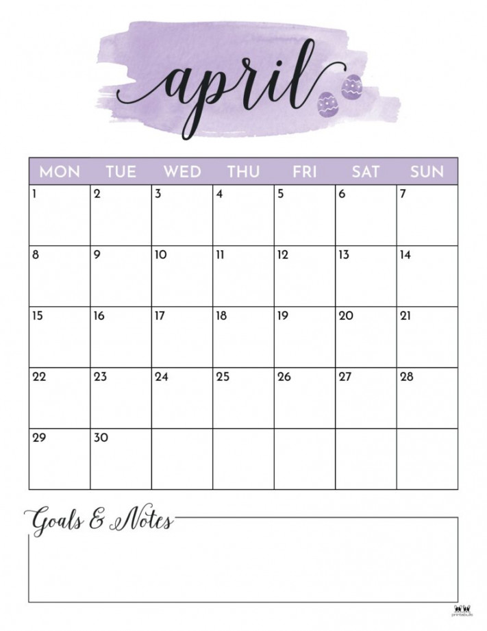 April  Calendars -  FREE Printables  Printabulls