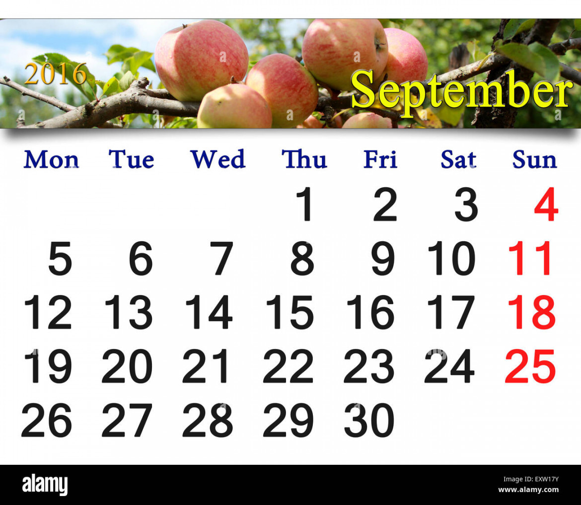 Beautiful calendar september  year hi-res stock photography