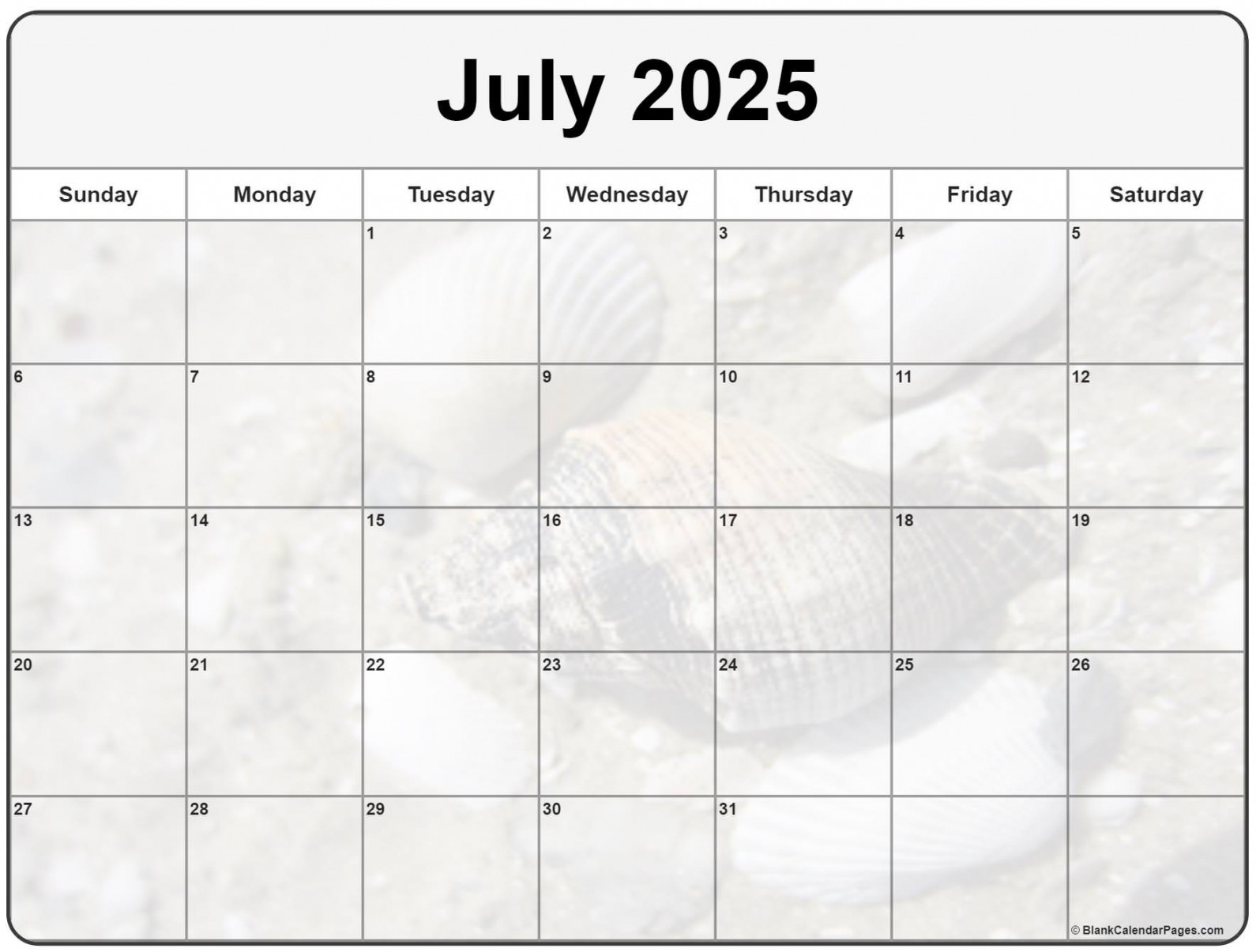 Collection of July  photo calendars with image filters.