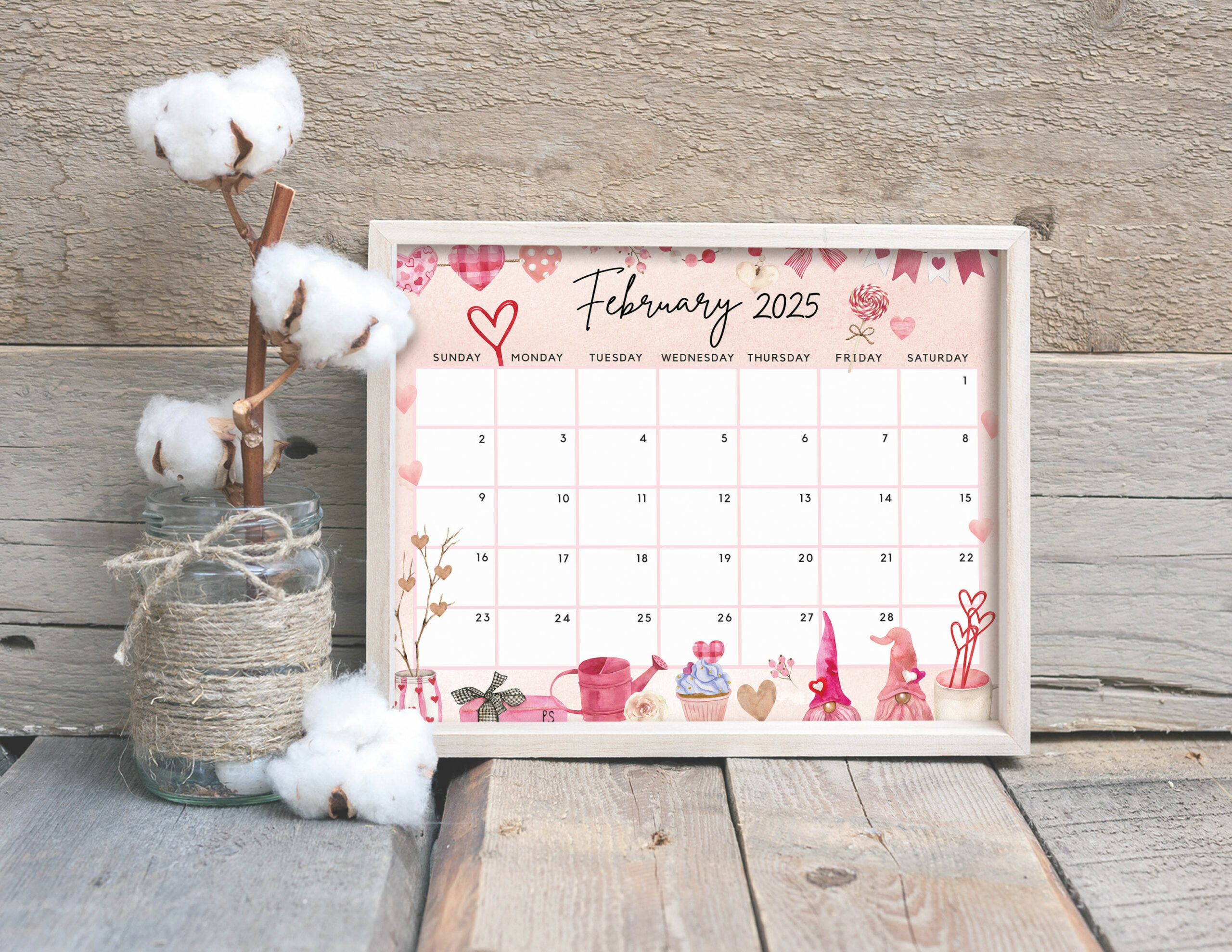 February  Calendar, Lovely & Sweet Valentine&#;s Day Gnome