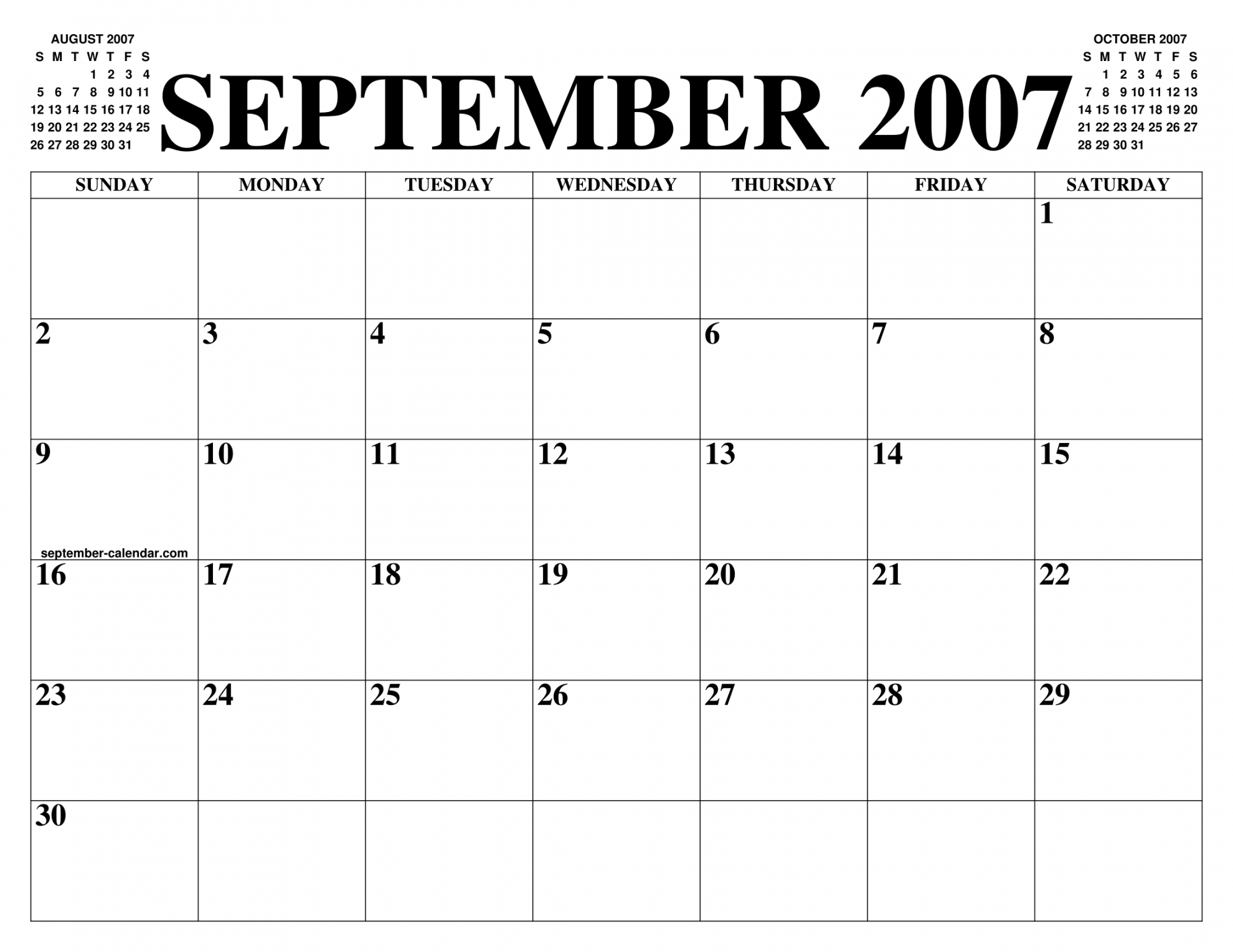 SEPTEMBER  CALENDAR OF THE MONTH: FREE PRINTABLE SEPTEMBER