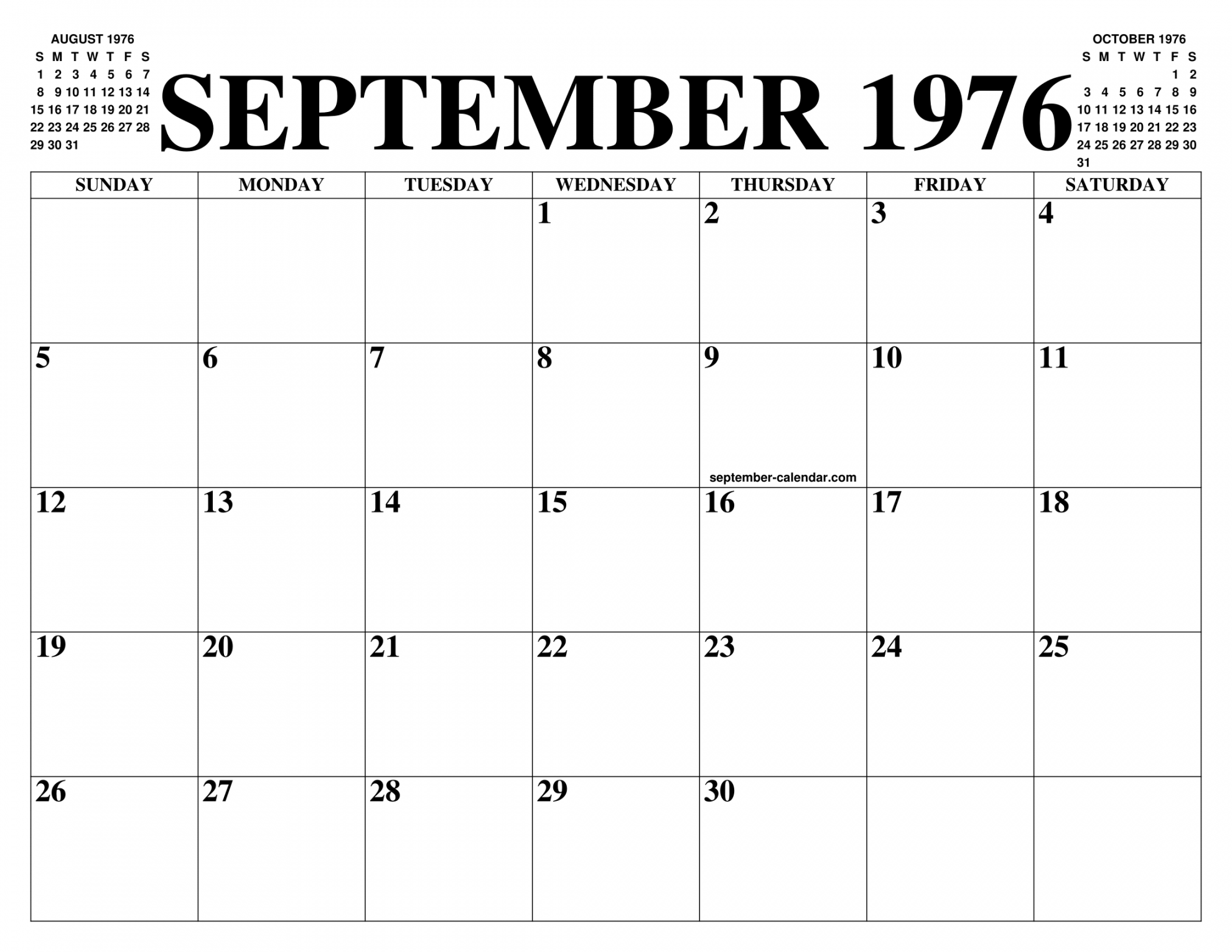 SEPTEMBER  CALENDAR OF THE MONTH: FREE PRINTABLE SEPTEMBER