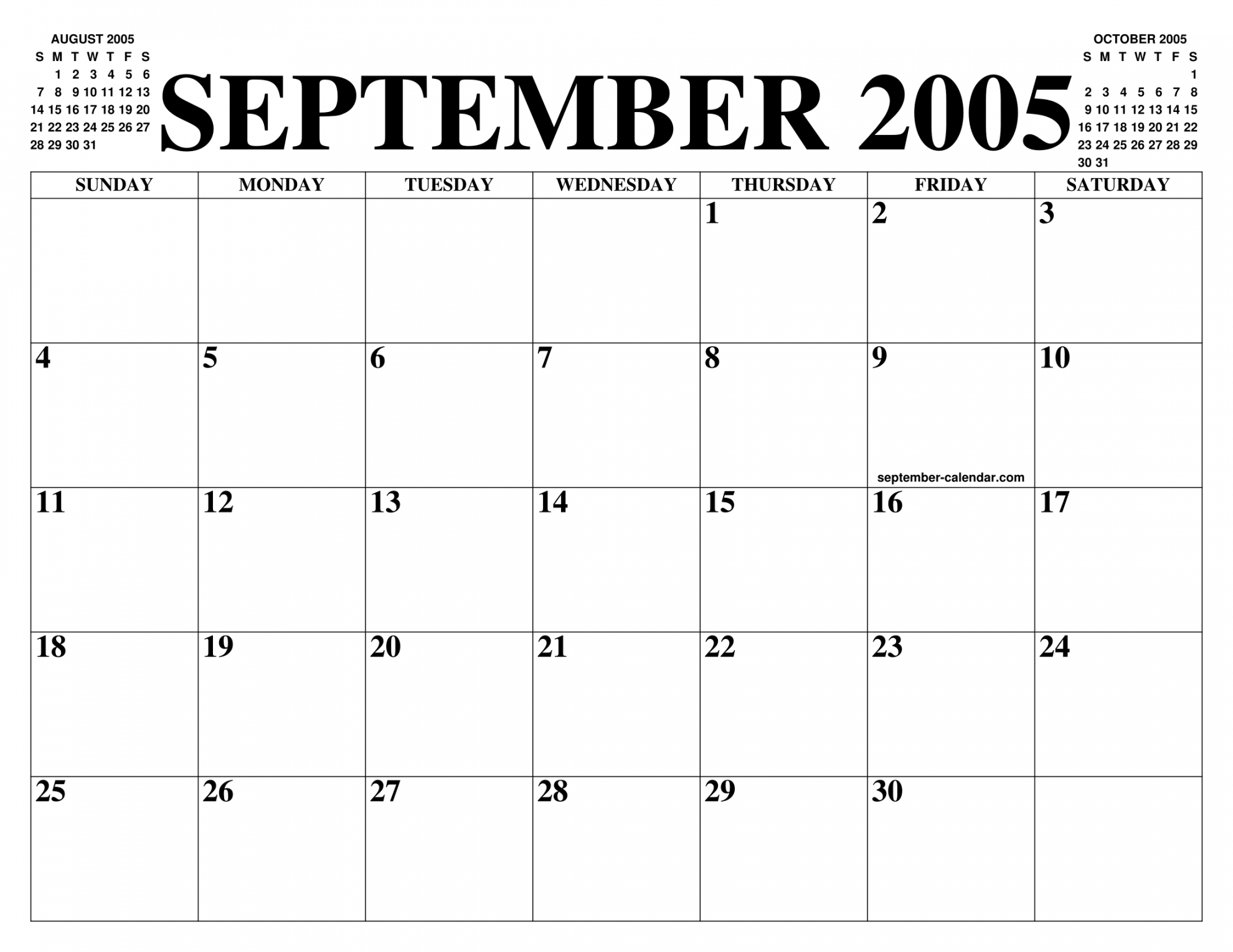 SEPTEMBER  CALENDAR OF THE MONTH: FREE PRINTABLE SEPTEMBER