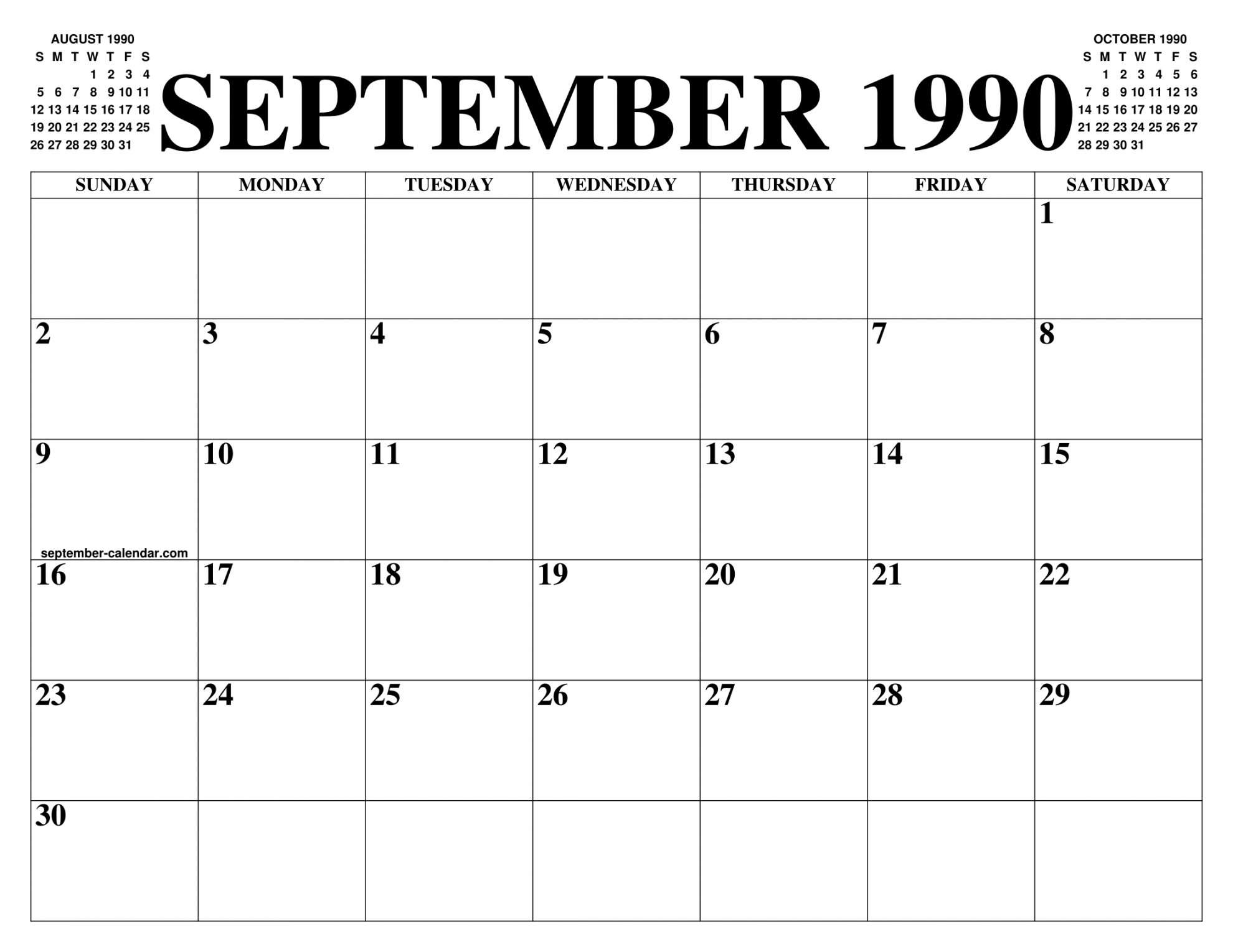 SEPTEMBER  CALENDAR OF THE MONTH: FREE PRINTABLE SEPTEMBER