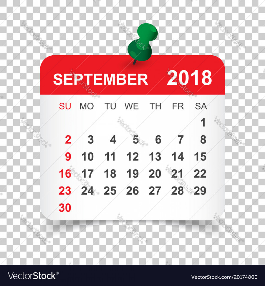 September  calendar sticker design Royalty Free Vector