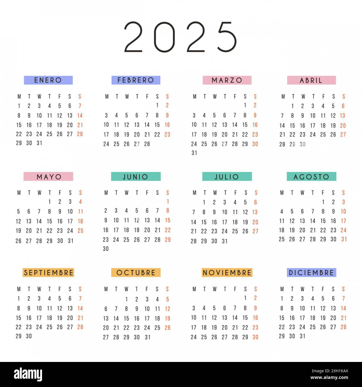 Spanish calendar  Cut Out Stock Images & Pictures - Alamy