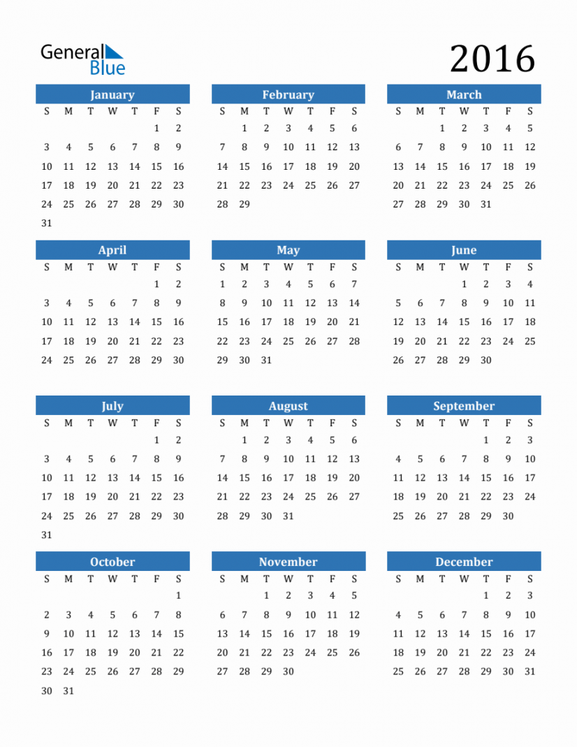 Yearly Calendar