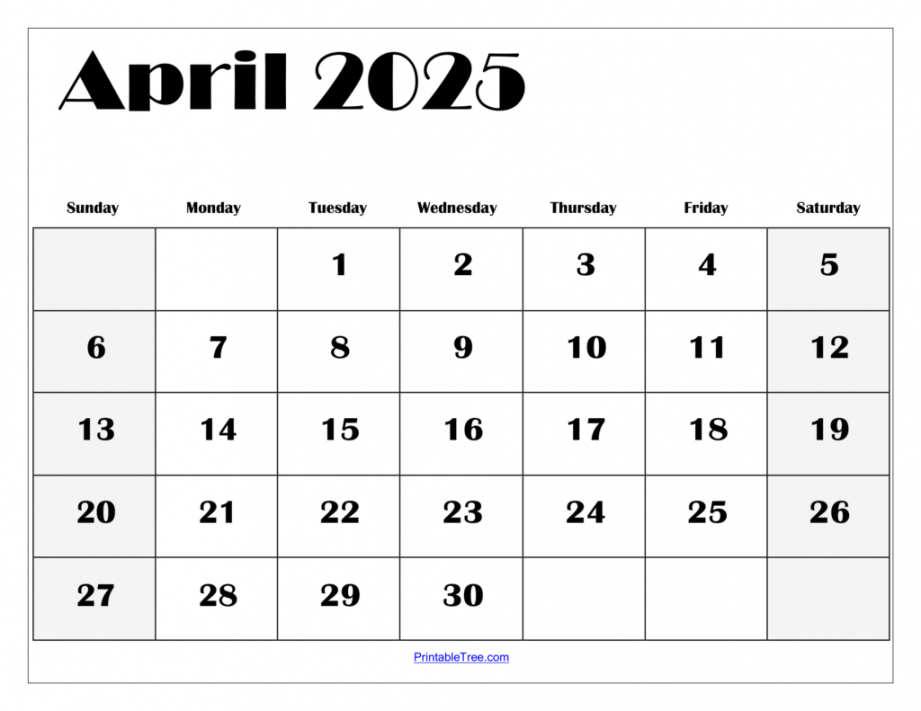 April  Calendar Printable PDF Template with Holidays