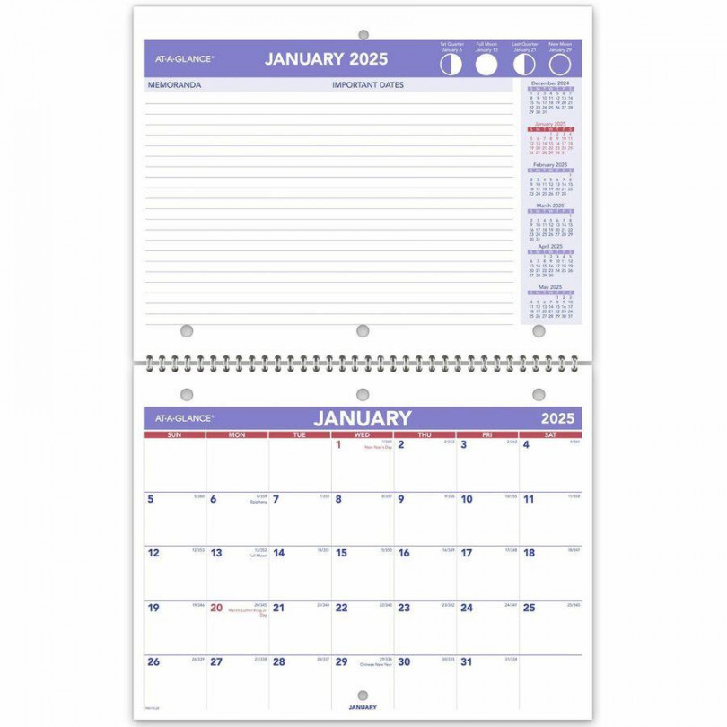 At-A-Glance Desk Wall Calendar - Small Size - Julian Dates - Monthly -   Month - January  - December  -  Month Single Page Layout  Month