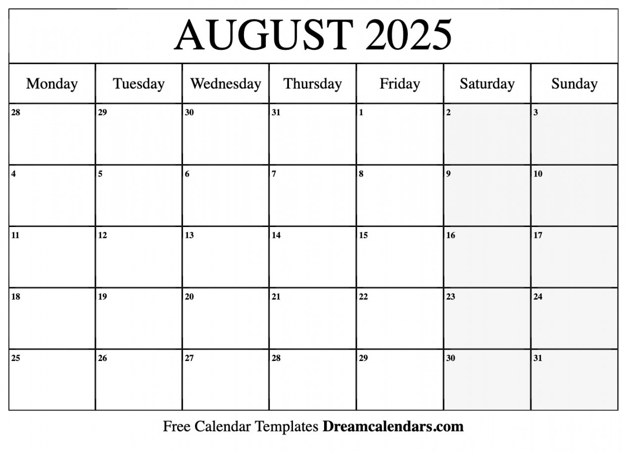 August  Calendar - Free Printable with Holidays and Observances