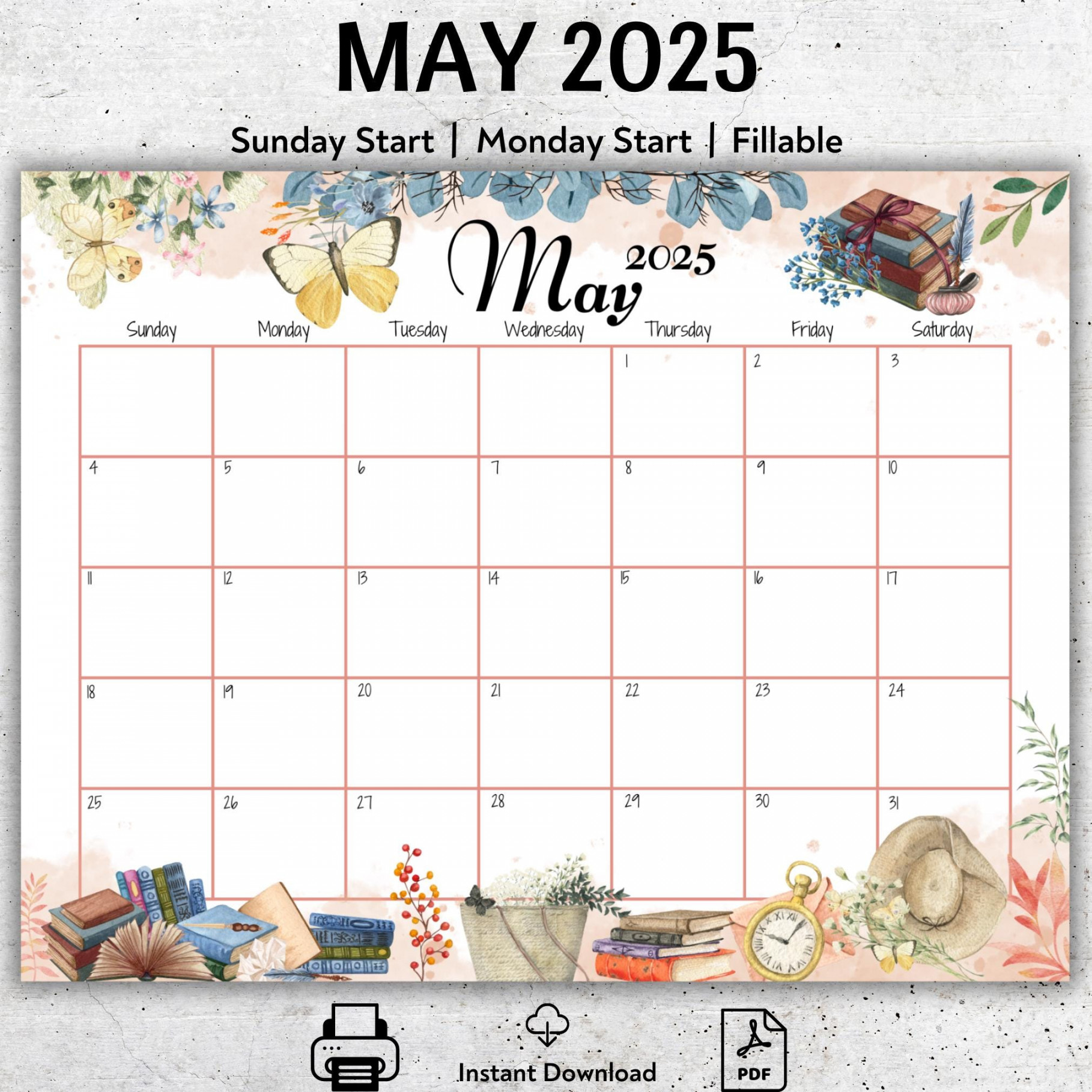 Buy EDITABLE May  Calendar, Mother