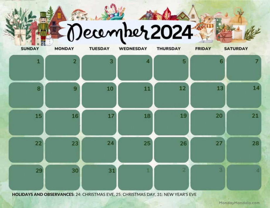 December  Calendars ( Free PDF Printables) – mondaymandala