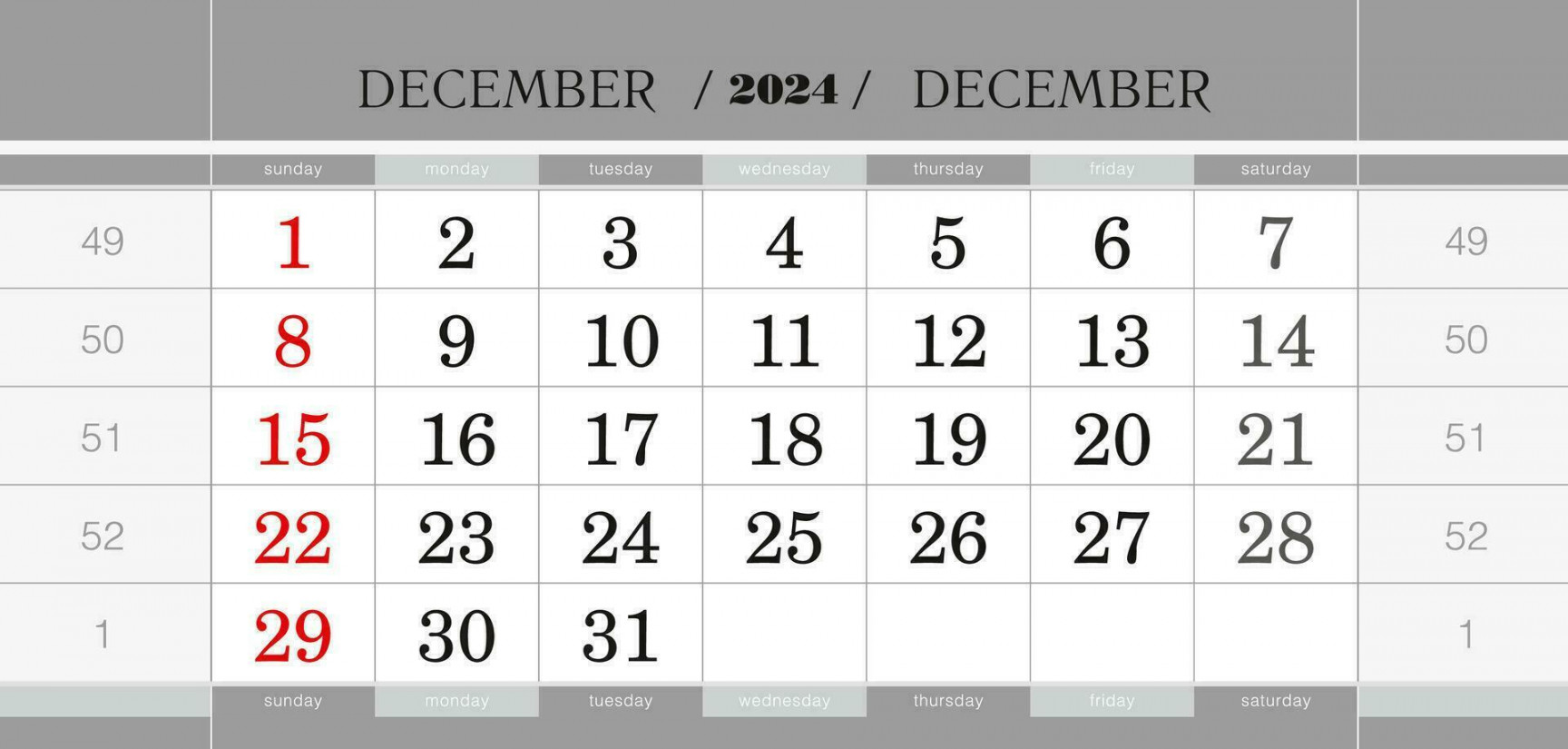 December  quarterly calendar block