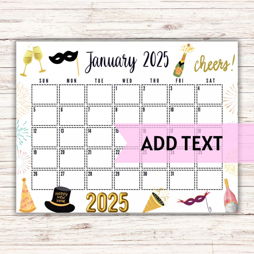 EDITABLE Printable January  Calendar Gold Themed New Year