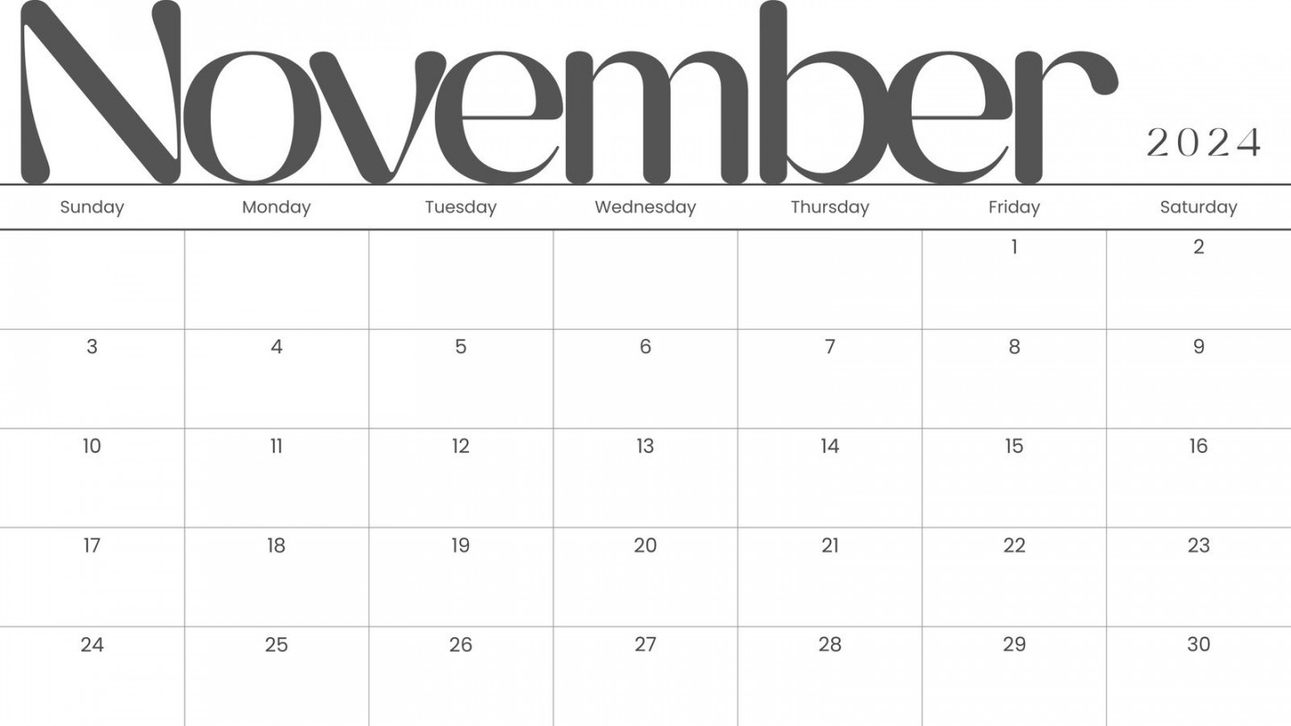 Free and printable November  calendar templates  Canva