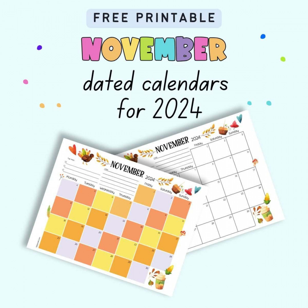 Free Printable November Calendar for  - The Artisan Life