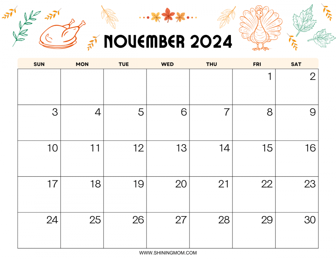 Free Printable November  Calendar with Holidays  Awesome Designs!